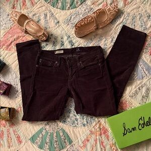 AG Adriano Goldschmied Dark Brown Corduroy Pants 26 R Stevie Slim Straight